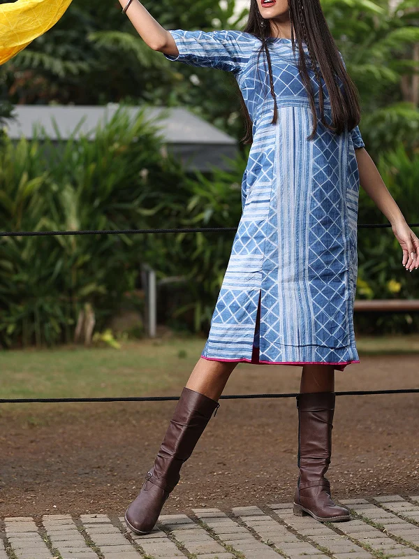 Lapis Shibori Stripes Dress Blue