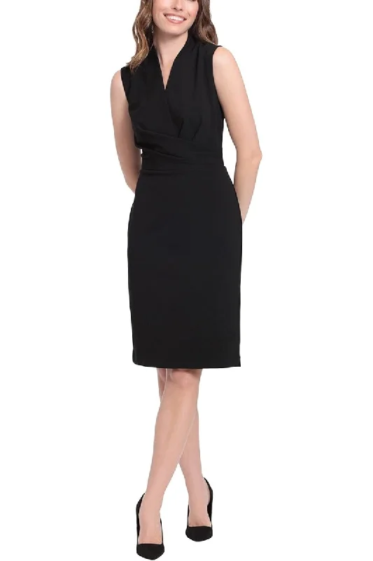 London Times Sleeveless V-Neck Sheath Dress