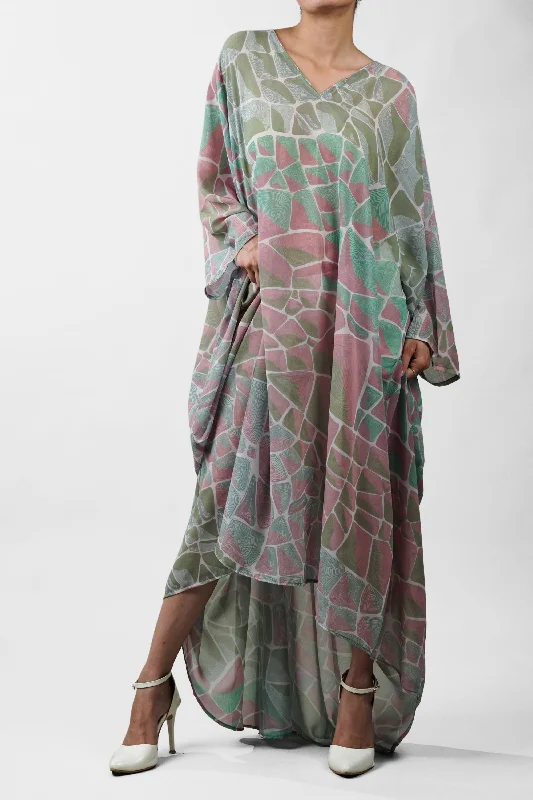 Marble Printed Kaftan Cover-up Dress