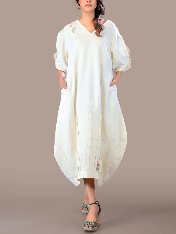 Morning Glory Handwoven  Dress Off-White