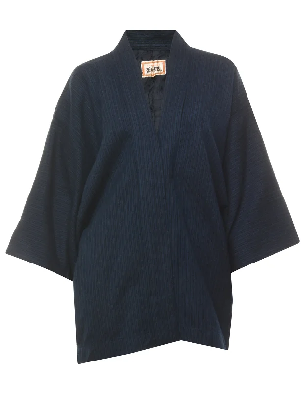 Navy Cropped Kimono - XL