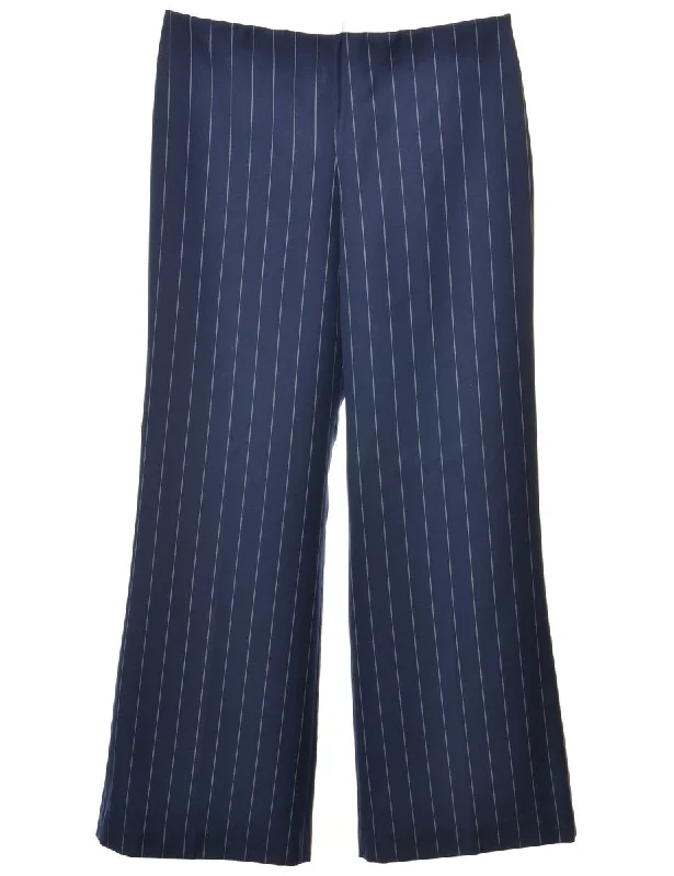 Navy Striped Classic Trousers - W33 L31