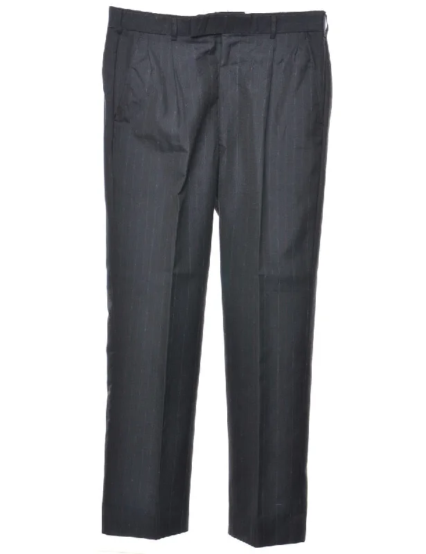 Navy Striped Trousers - W34 L29