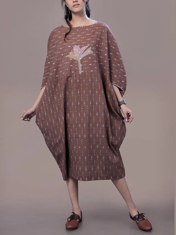 Olivia Handwoven Ikat Dress Brown