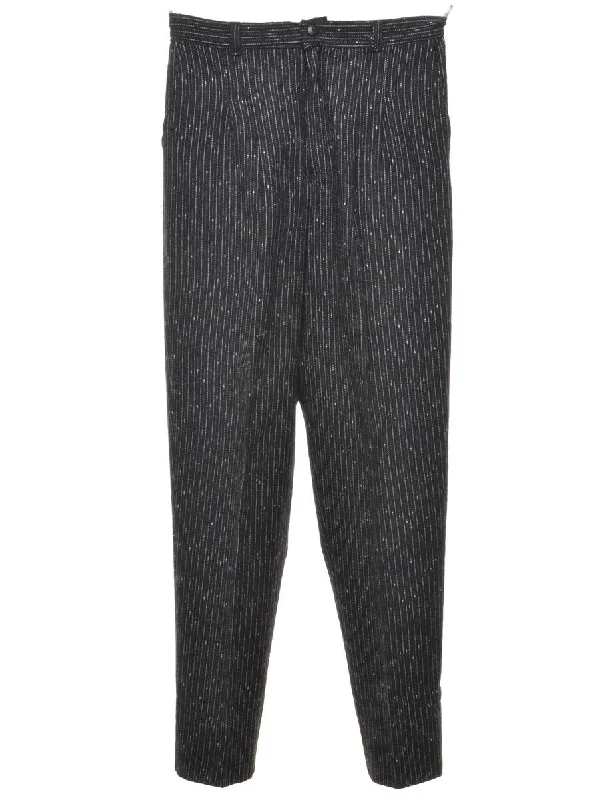 Pinstriped Glittery Black Trousers - W28 L30