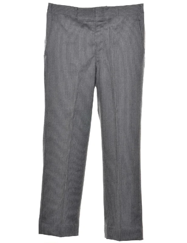 Pinstriped Grey Trousers - W35 L30