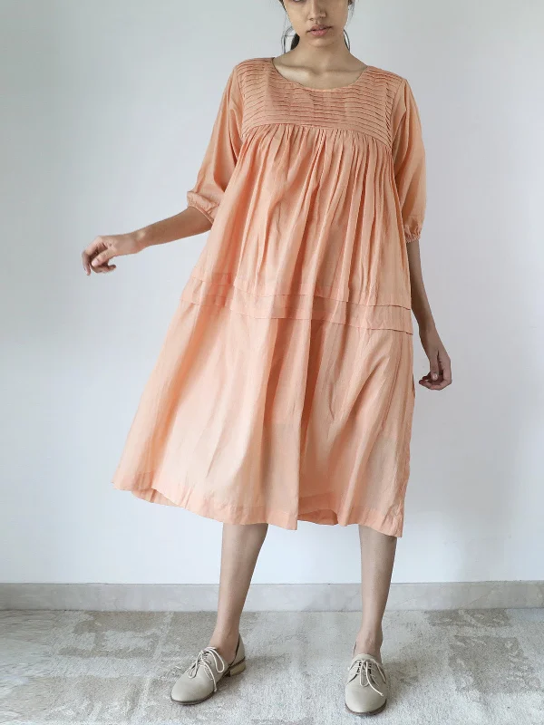 Pleated Yoke Dress Melon