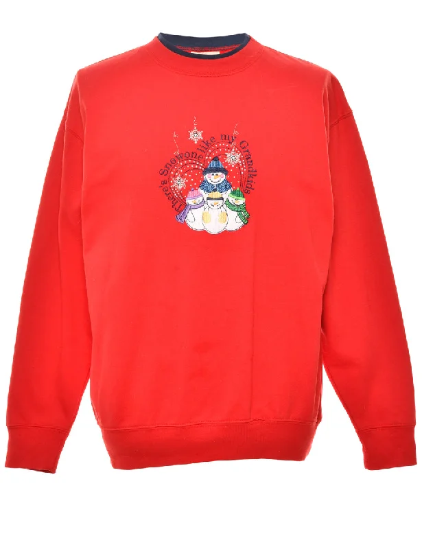 Red Snowman Design Christmas Jumper - XL