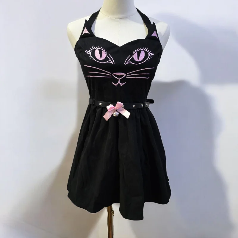 Right Meow 5-Piece Black & Pink Kitty Set Dress & Accessories