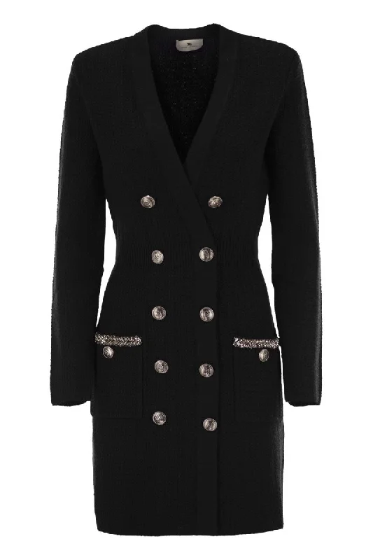 Robe manteau in bouclé wool with embroidery