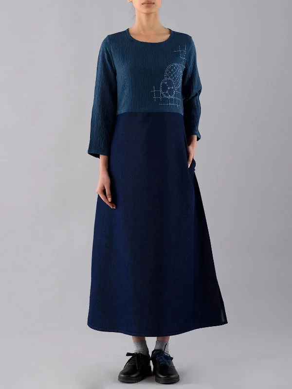 Sashiko Dress Navy