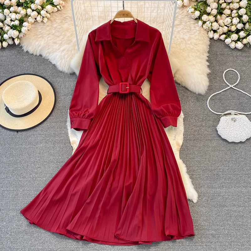 Simple A Line V Neck Dress Fashion Dress  10967