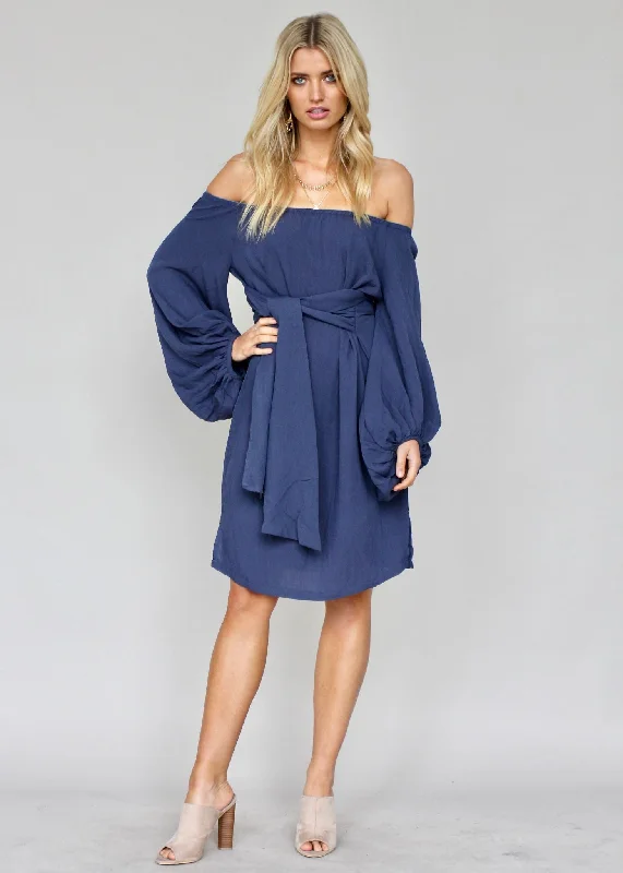 Somerstown Linen Tie Dress - Navy