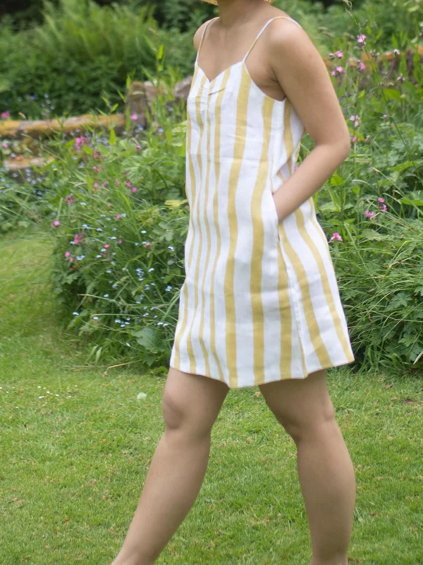 Stripes California Slip Dress Yellow