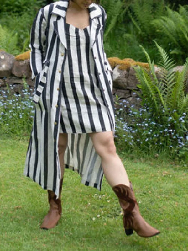 Stripes Summer Trench Coat Black