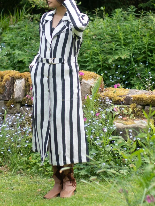 Stripes Summer Trench Coat Grey