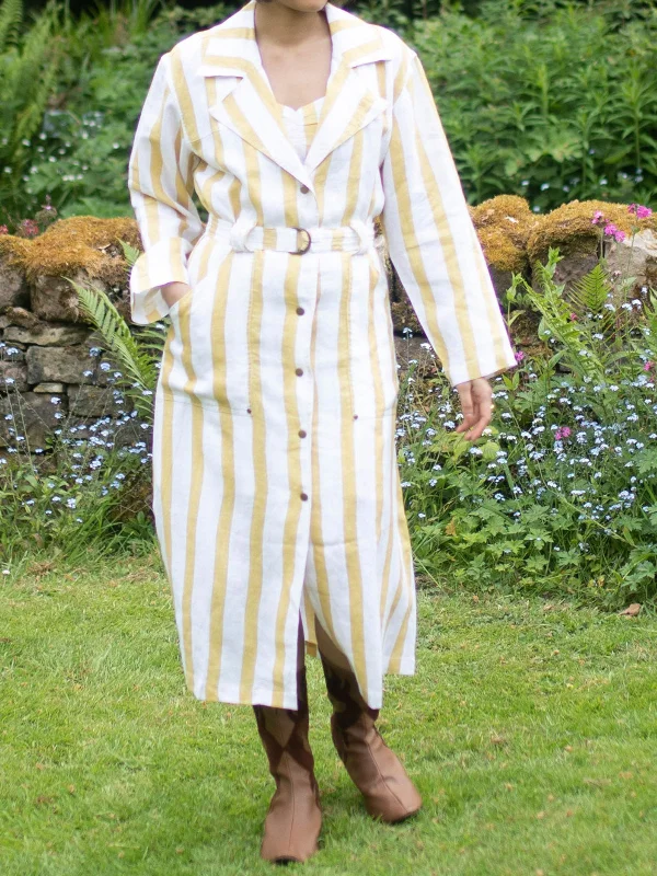 Stripes Summer Trench Coat Yellow