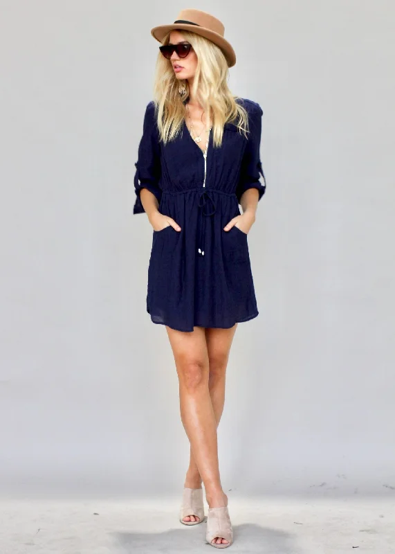 Stronger Sun Tunic Dress - Navy