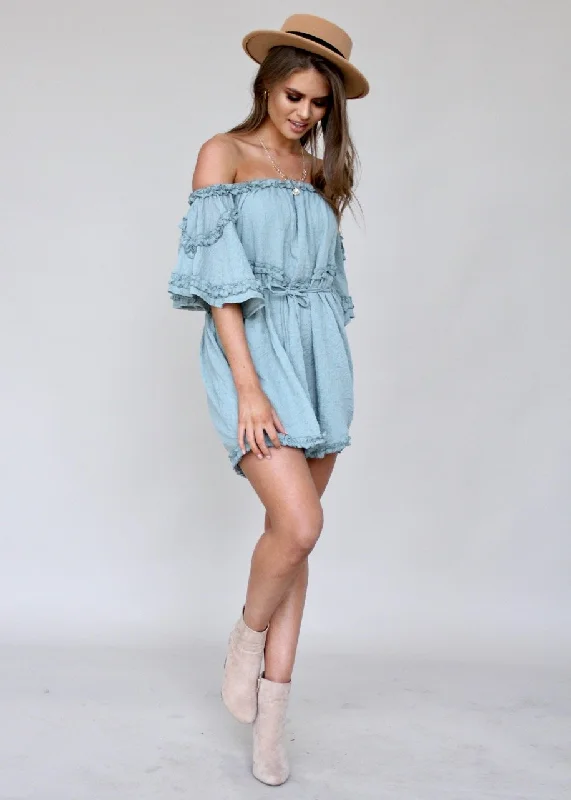 Sun Valley Off Shoulder Dress - Sage