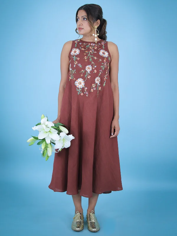 Tangiers embroidered linen dress