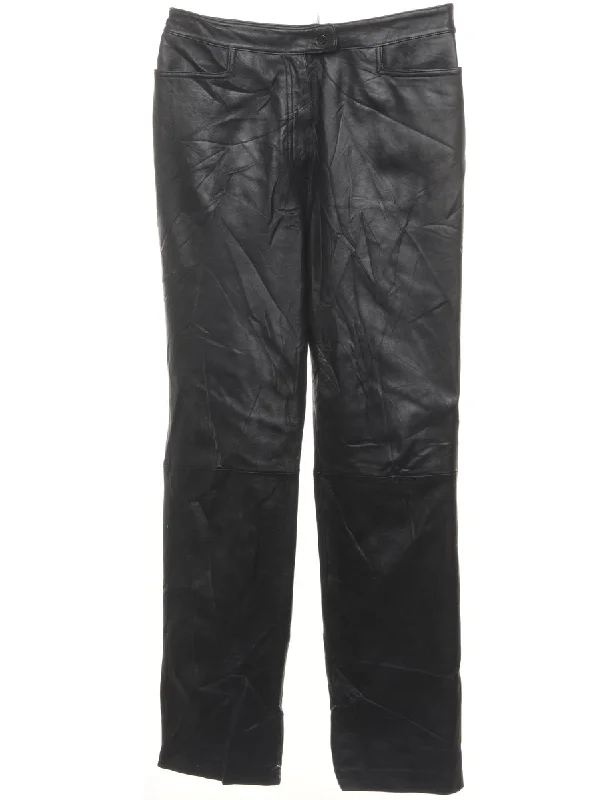 Tapered Leather Black Trousers - W31 L31