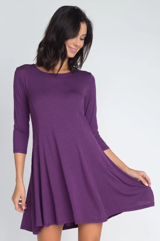 Charming 3/4 Sleeve Swing Dress