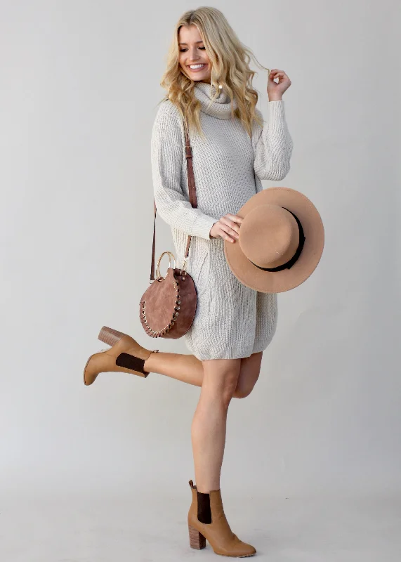 Venus Rollneck Knit Dress - Sand