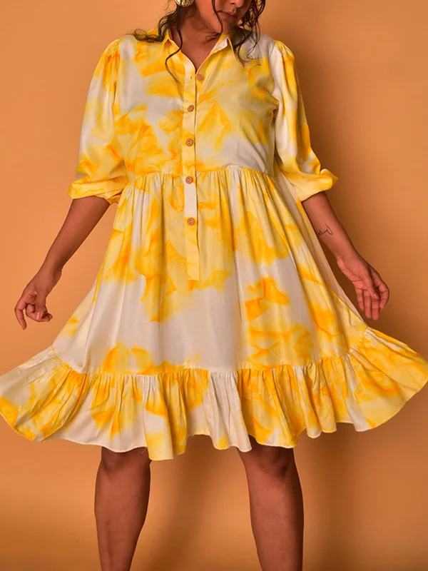 Viva Button-Down Dress Yellow