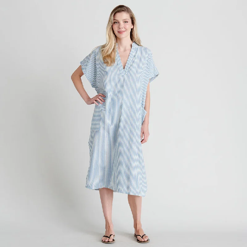 Womens Allyn Kaftan - Blue Skinny Stripe