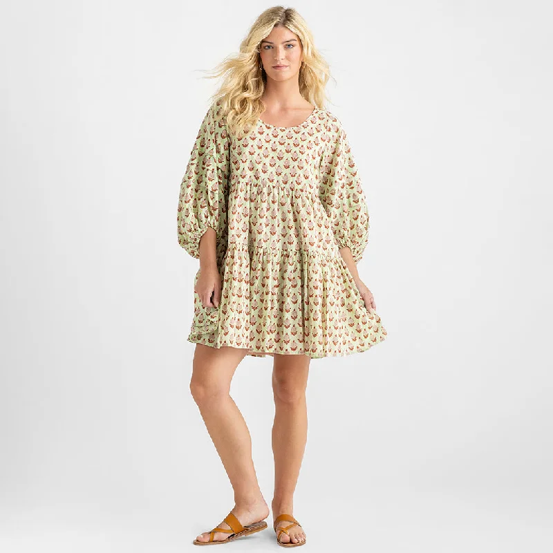 Womens Claire Dress - Green Dahlia