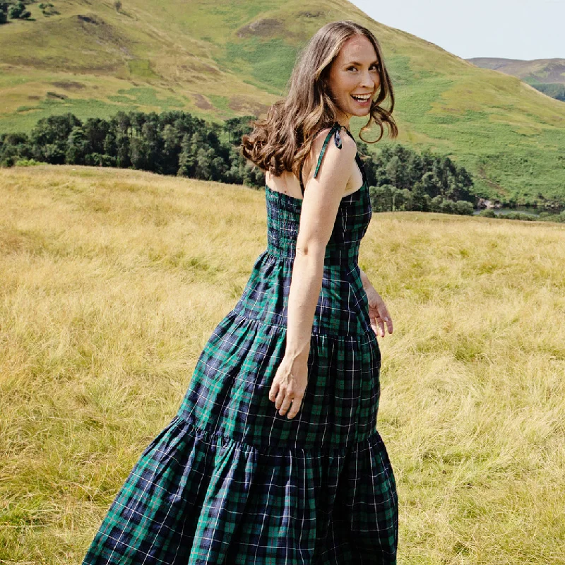 Womens Marilyn Dress -  Green Tartan