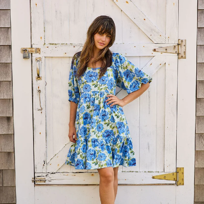 Womens Melissa Dress - Blue Peonies