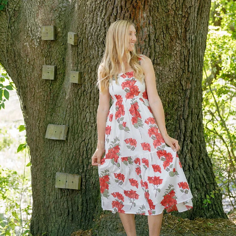 Womens Sierra Dress - Red Bougainvillea