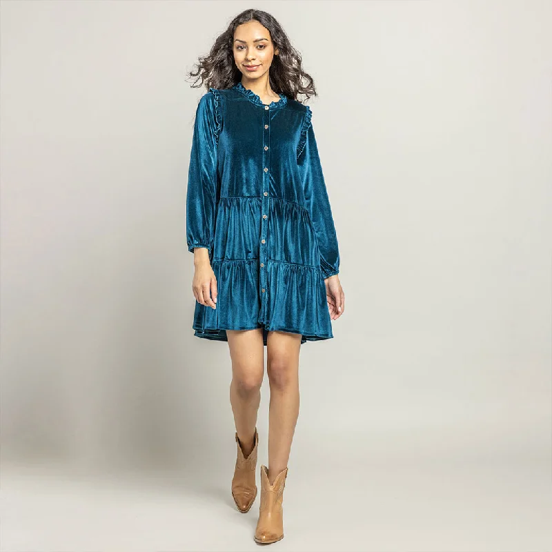 Womens Velour Kalani Dress - Midnight Blue