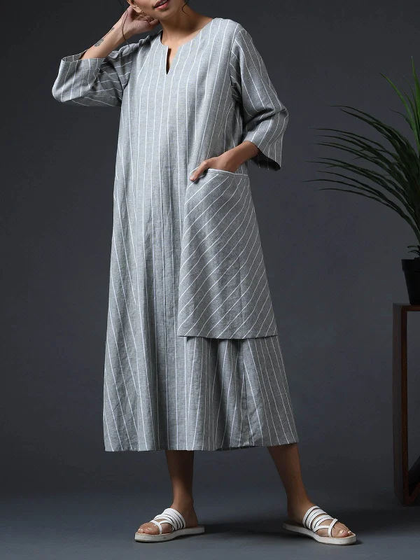 Wraparound Pocket Dress Grey