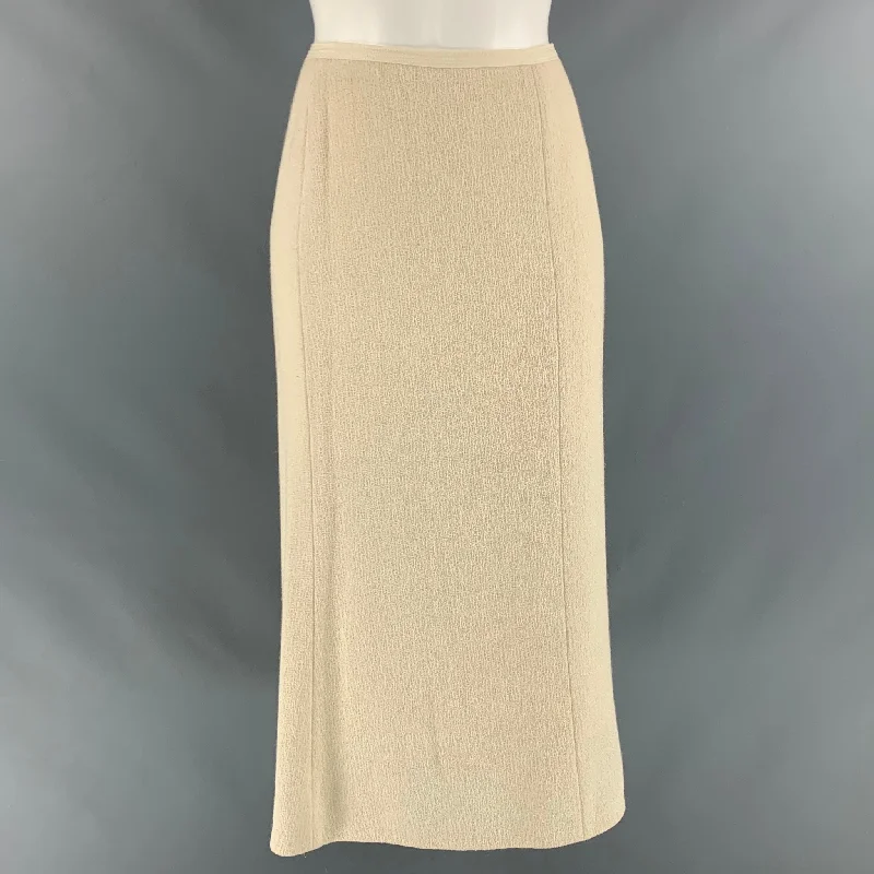 NARCISO RODRIGUEZ Size 6 Cream Viscose Wool A-Line Long Skirt