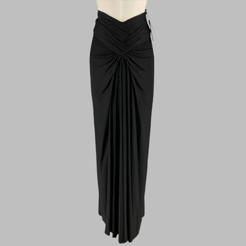 SAINT LAURENT Size 2 Black Jersey Long Skirt