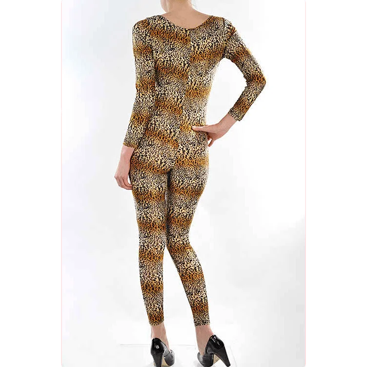 Long Sleeve Leopard Print jumpsuit catsuit