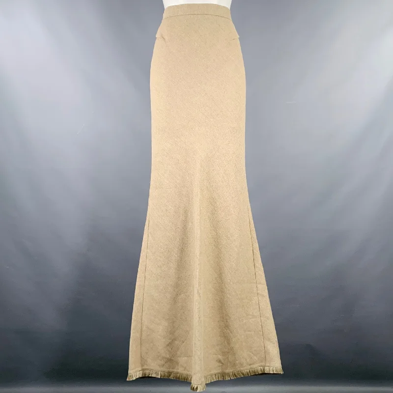 MAX MARA Size 4 -Gabbia- Beige Linen Raw Edge Maxi Skirt