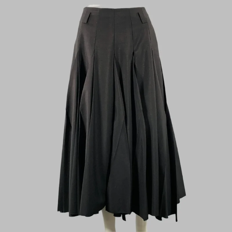 PRADA Size 2 Black Mohair Wool Pleated Long Skirt