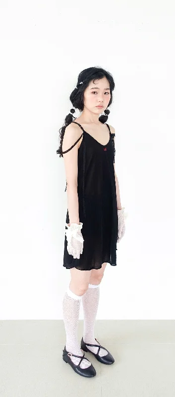 [FAERIE] SS 24 (fa.er.ie) lace point slip dress (black)