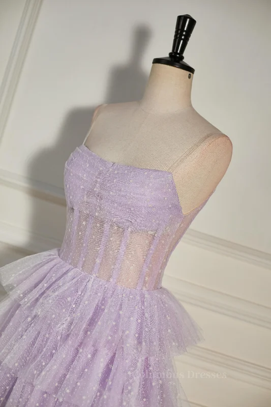 Lavender Strapless Dot Tulle Multi-Layers Homecoming Dress