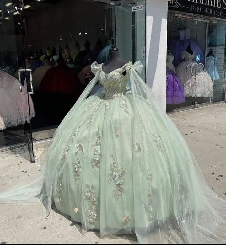 Sage Green Tulle Quinceanera Dress,Pretty Corset Ball Gown Sweet 16 Dresses outfit