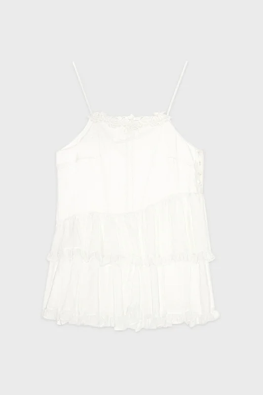 [SINOON] FW 24 Rose Lace Sheer Dress (White)