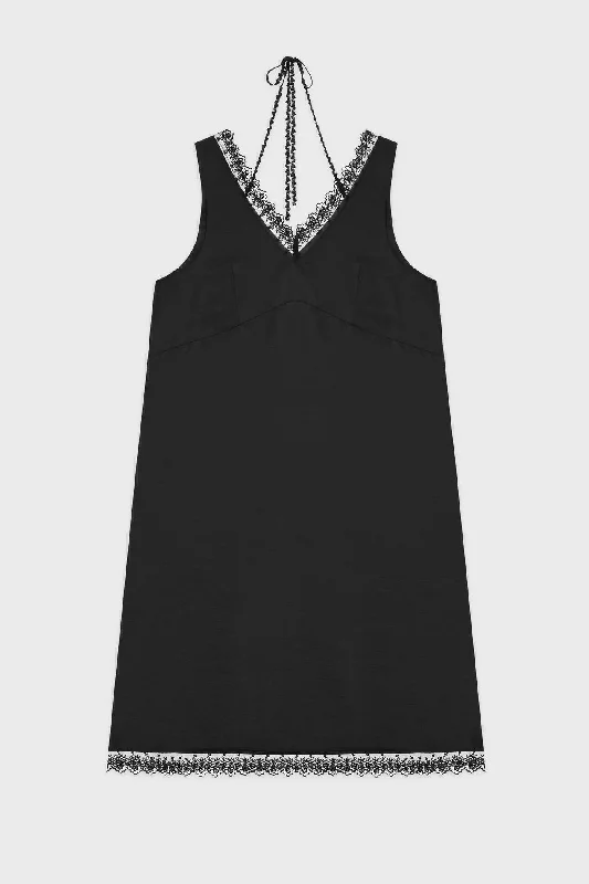 [SINOON] FW 24 Silky Lace Slip Dress (Black)