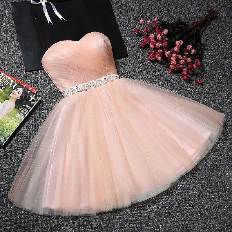 Strapless Blush Pink Tulle Short With Sash Sweet 16 Cute Corset Prom Dresses outfit