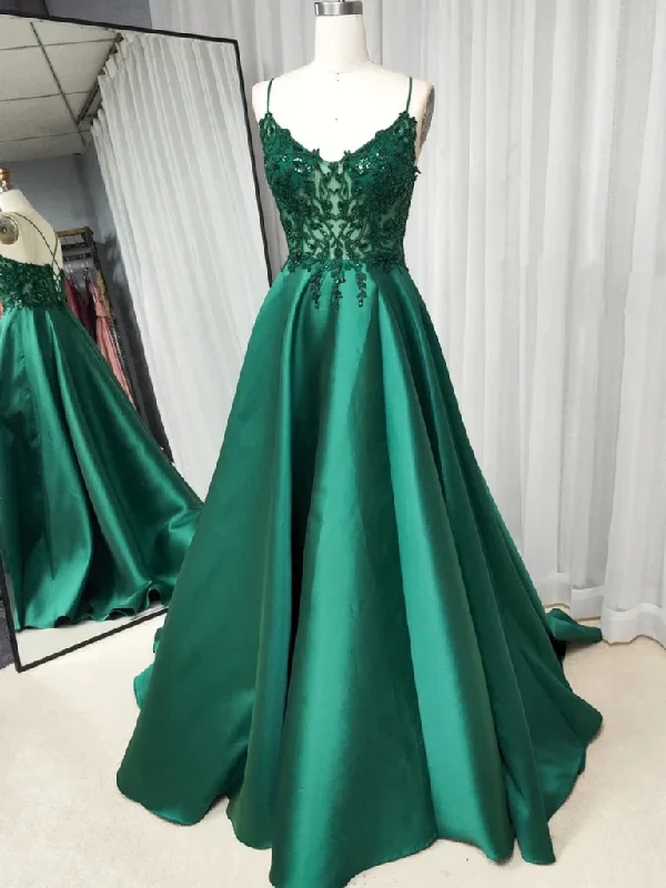 V Neck Open Back Green Lace Long Corset Prom Dresses, V Neck Backless Green Lace Long Corset Formal Graduation Evening Dresses outfit