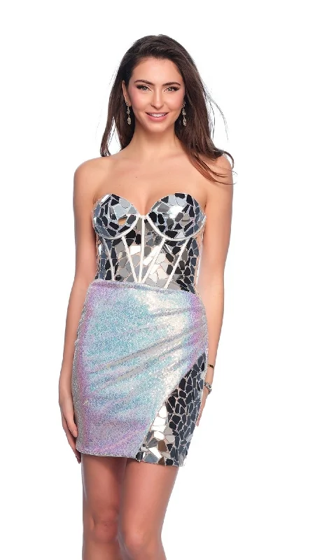 Dave & Johnny Sequin Silver Homecoming Dress 12034