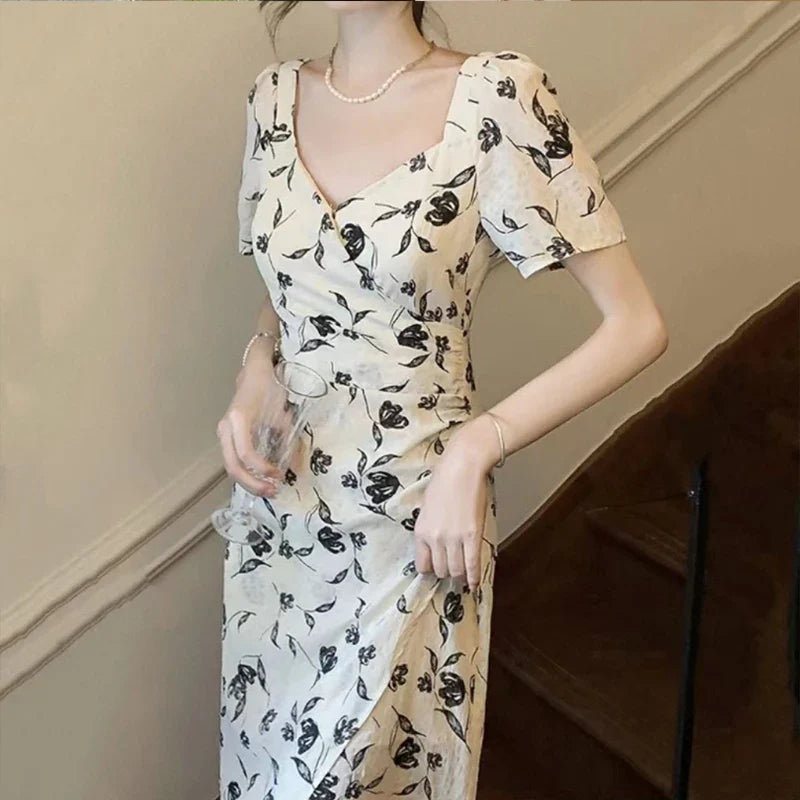 Chicdear Elegant French Style Hot Girl Dress Tighten The Waist 2024 Spring Summer New Fashion Dress Suspenders Princess Kawaii Dress