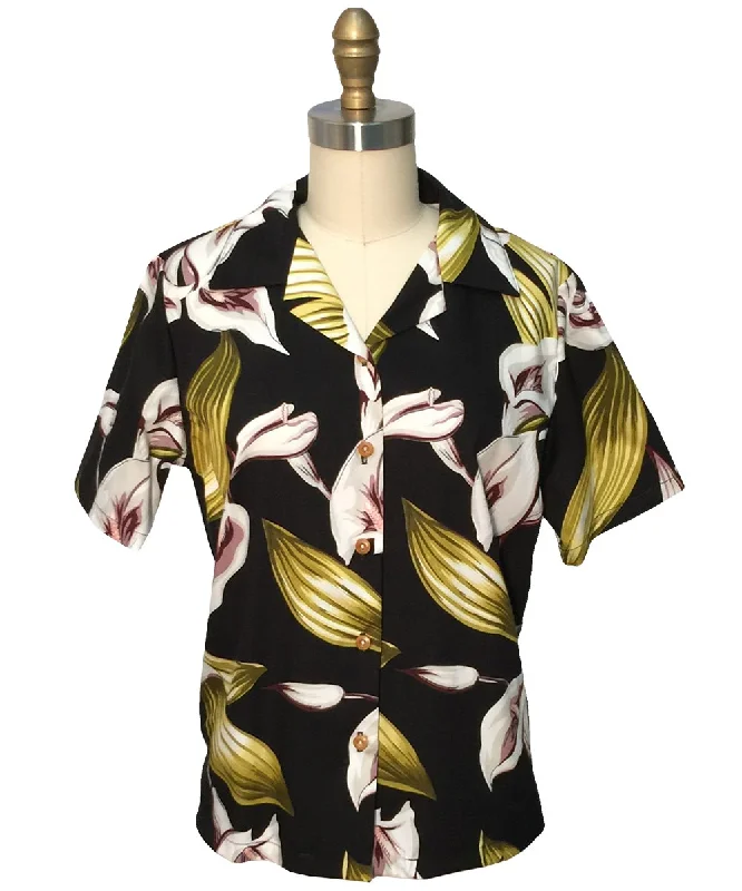 Women's Calla Lily Black Camp Shirt